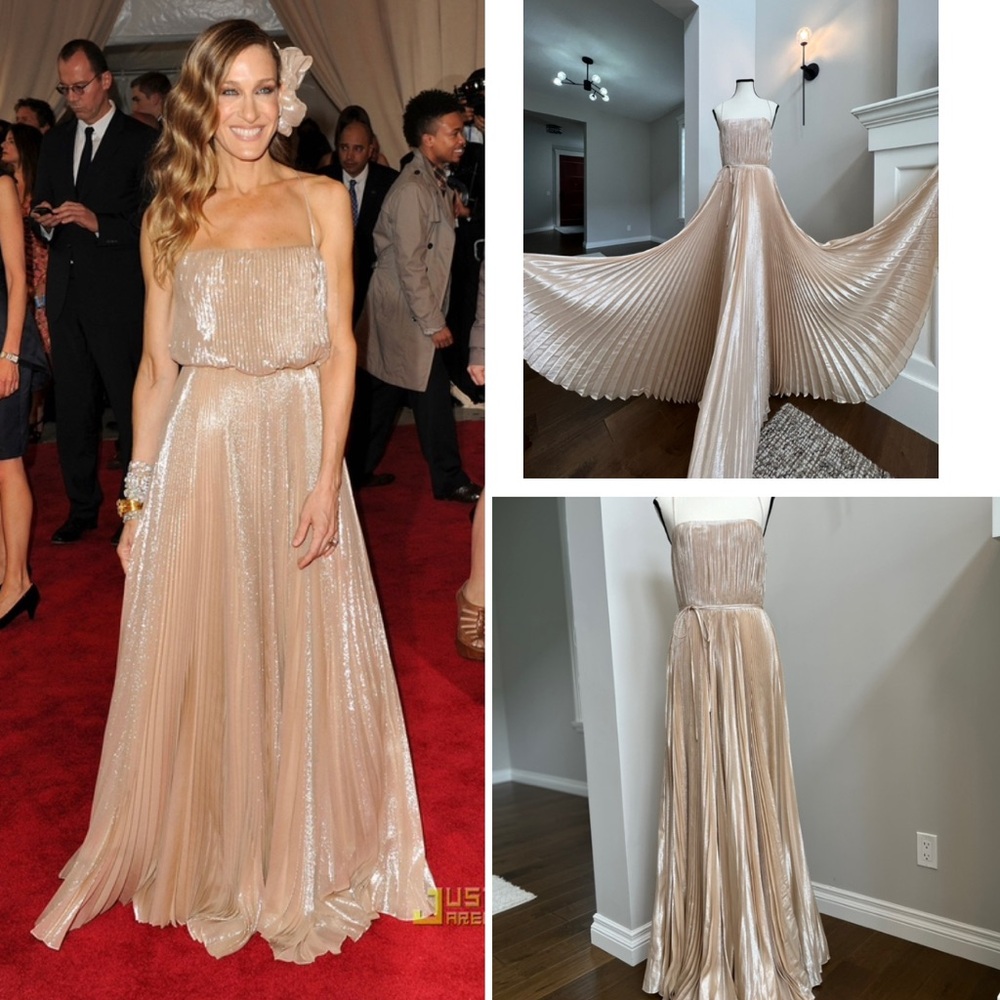 Iconic Halston Heritage Gold Dress Sarah Jessica Parker ✨✨Carrie Bradshaw ✨✨